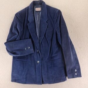 VTG Worthington Jacket Womens 16 Blue Corduroy Cotton Made in Japan